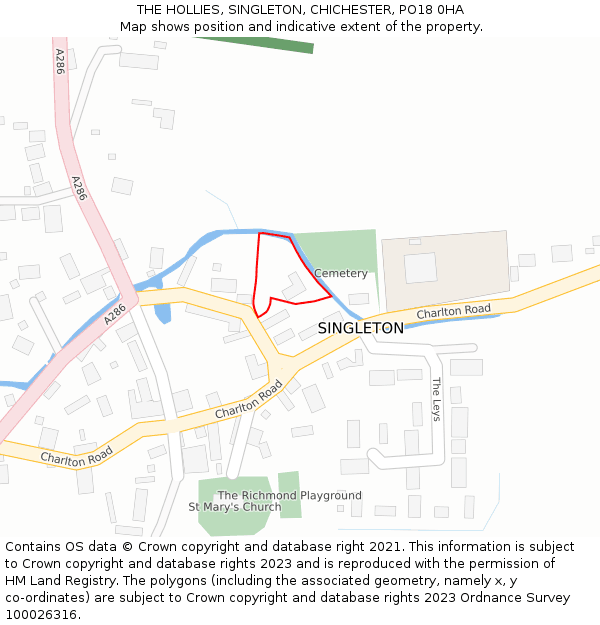 THE HOLLIES, SINGLETON, CHICHESTER, PO18 0HA: Location map and indicative extent of plot