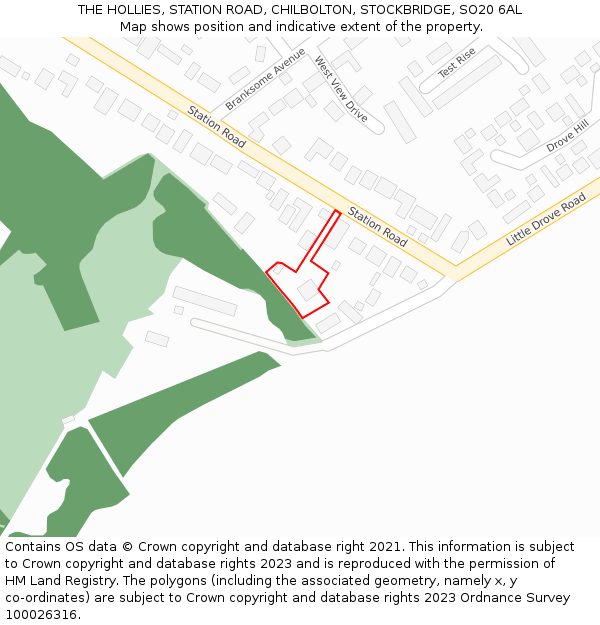 THE HOLLIES, STATION ROAD, CHILBOLTON, STOCKBRIDGE, SO20 6AL: Location map and indicative extent of plot