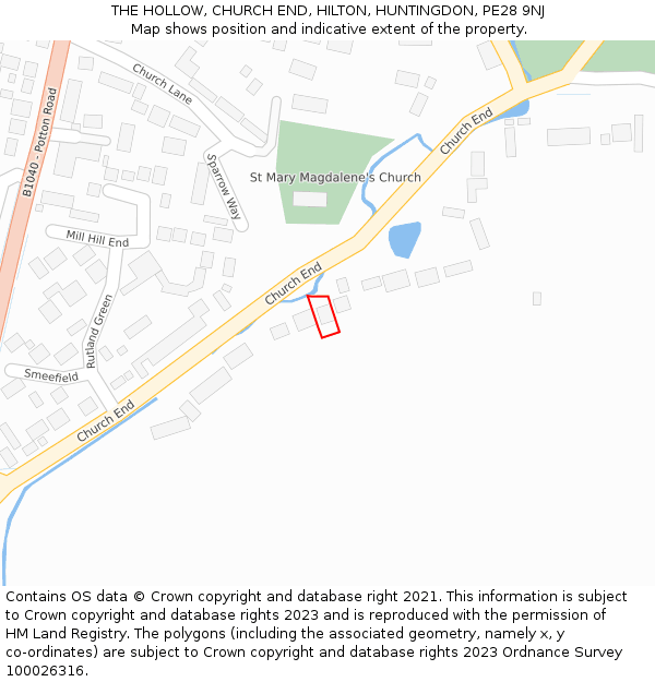 THE HOLLOW, CHURCH END, HILTON, HUNTINGDON, PE28 9NJ: Location map and indicative extent of plot