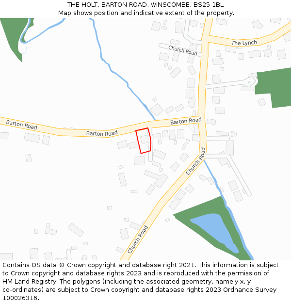 THE HOLT, BARTON ROAD, WINSCOMBE, BS25 1BL: Location map and indicative extent of plot