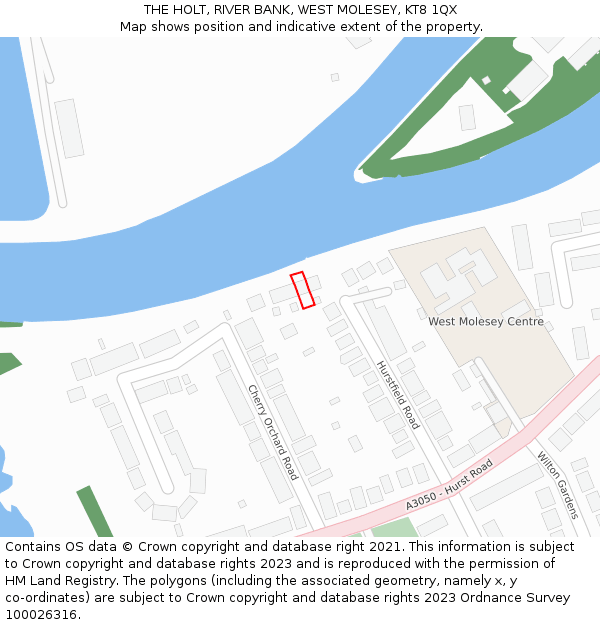 THE HOLT, RIVER BANK, WEST MOLESEY, KT8 1QX: Location map and indicative extent of plot