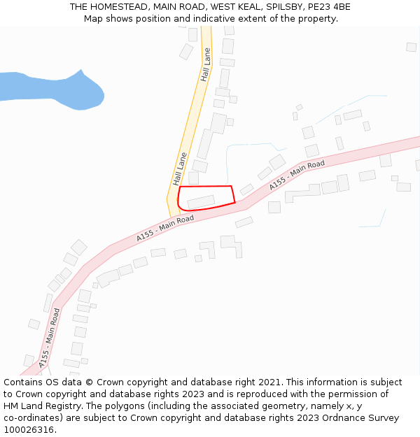 THE HOMESTEAD, MAIN ROAD, WEST KEAL, SPILSBY, PE23 4BE: Location map and indicative extent of plot