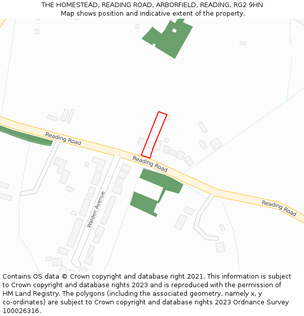 THE HOMESTEAD, READING ROAD, ARBORFIELD, READING, RG2 9HN: Location map and indicative extent of plot