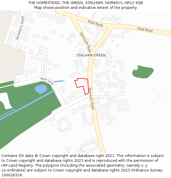 THE HOMESTEAD, THE GREEN, STALHAM, NORWICH, NR12 9QB: Location map and indicative extent of plot