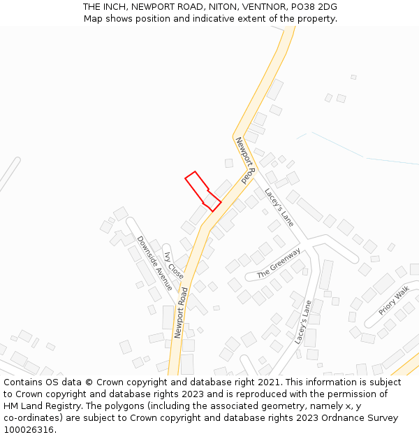 THE INCH, NEWPORT ROAD, NITON, VENTNOR, PO38 2DG: Location map and indicative extent of plot