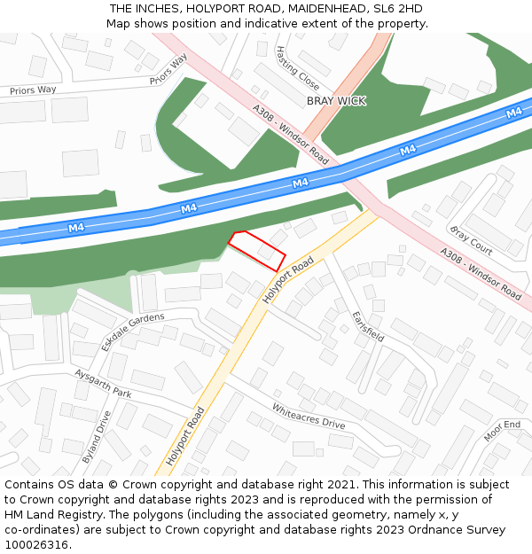 THE INCHES, HOLYPORT ROAD, MAIDENHEAD, SL6 2HD: Location map and indicative extent of plot