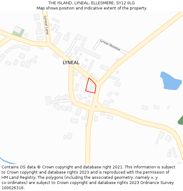 THE ISLAND, LYNEAL, ELLESMERE, SY12 0LG: Location map and indicative extent of plot