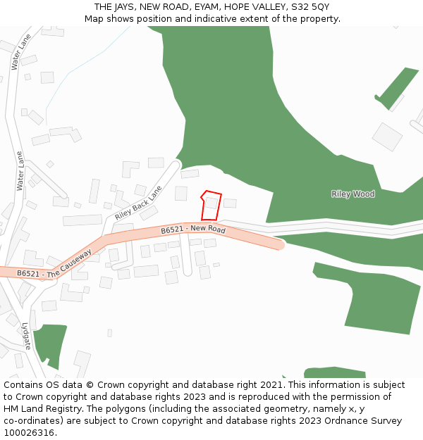 THE JAYS, NEW ROAD, EYAM, HOPE VALLEY, S32 5QY: Location map and indicative extent of plot