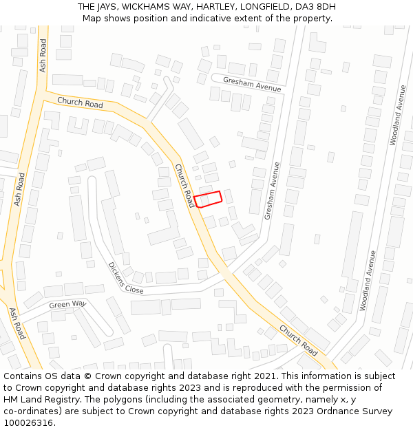 THE JAYS, WICKHAMS WAY, HARTLEY, LONGFIELD, DA3 8DH: Location map and indicative extent of plot