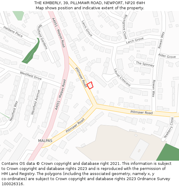 THE KIMBERLY, 39, PILLMAWR ROAD, NEWPORT, NP20 6WH: Location map and indicative extent of plot