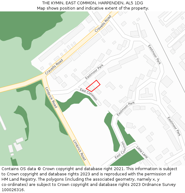 THE KYMIN, EAST COMMON, HARPENDEN, AL5 1DG: Location map and indicative extent of plot
