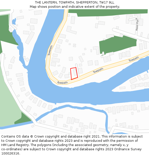 THE LANTERN, TOWPATH, SHEPPERTON, TW17 9LL: Location map and indicative extent of plot