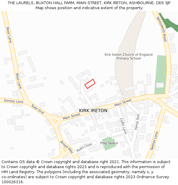THE LAURELS, BUXTON HALL FARM, MAIN STREET, KIRK IRETON, ASHBOURNE, DE6 3JP: Location map and indicative extent of plot