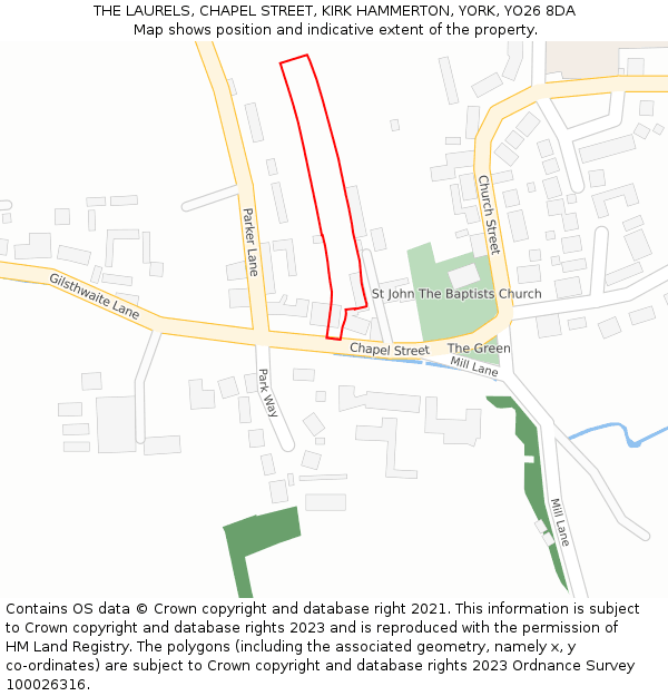 THE LAURELS, CHAPEL STREET, KIRK HAMMERTON, YORK, YO26 8DA: Location map and indicative extent of plot