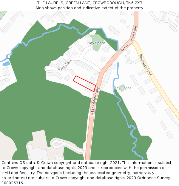 THE LAURELS, GREEN LANE, CROWBOROUGH, TN6 2XB: Location map and indicative extent of plot