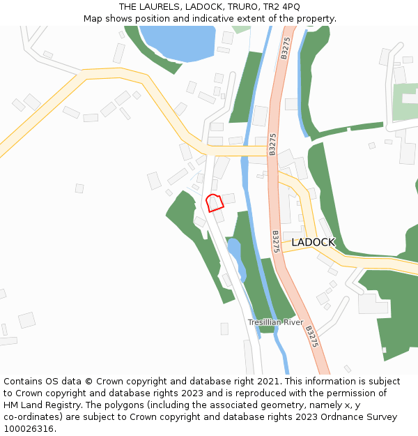 THE LAURELS, LADOCK, TRURO, TR2 4PQ: Location map and indicative extent of plot