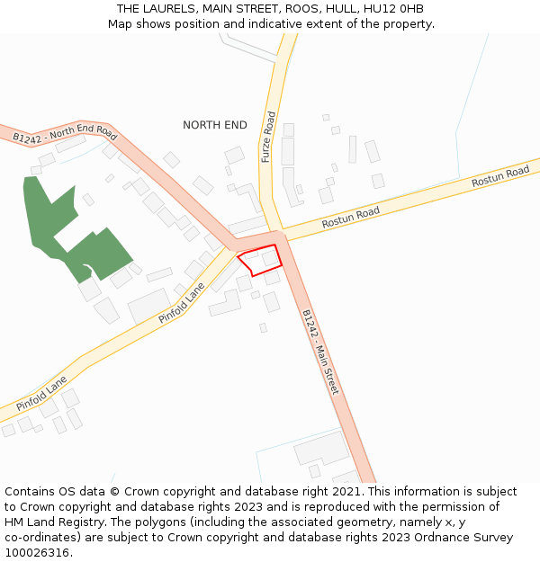 THE LAURELS, MAIN STREET, ROOS, HULL, HU12 0HB: Location map and indicative extent of plot