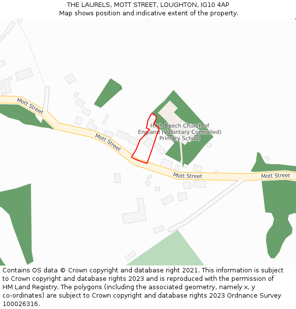 THE LAURELS, MOTT STREET, LOUGHTON, IG10 4AP: Location map and indicative extent of plot