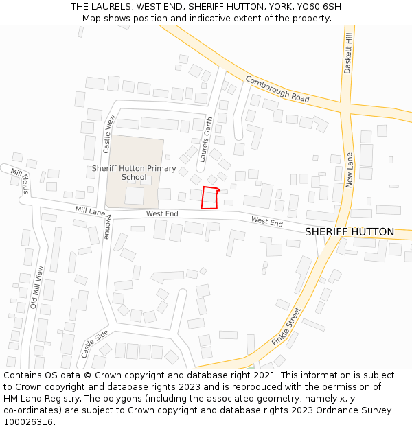 THE LAURELS, WEST END, SHERIFF HUTTON, YORK, YO60 6SH: Location map and indicative extent of plot