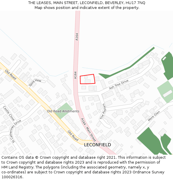 THE LEASES, MAIN STREET, LECONFIELD, BEVERLEY, HU17 7NQ: Location map and indicative extent of plot