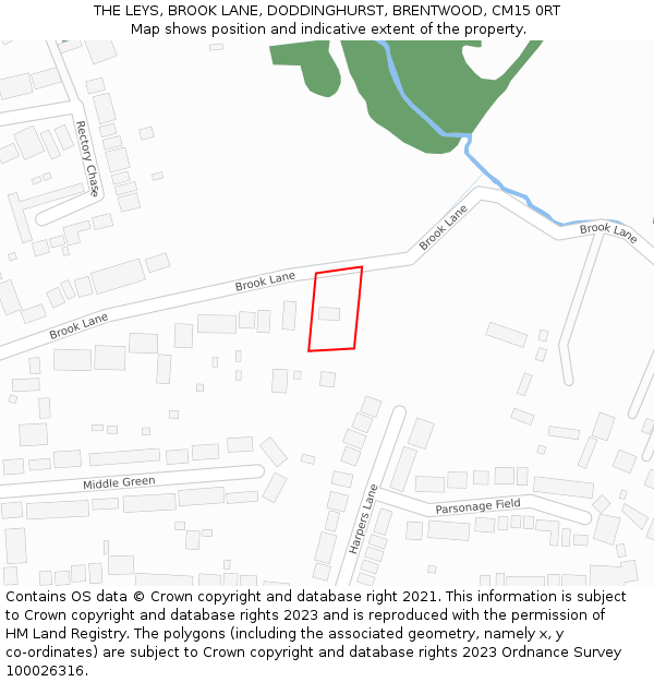 THE LEYS, BROOK LANE, DODDINGHURST, BRENTWOOD, CM15 0RT: Location map and indicative extent of plot