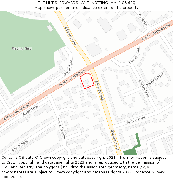 THE LIMES, EDWARDS LANE, NOTTINGHAM, NG5 6EQ: Location map and indicative extent of plot