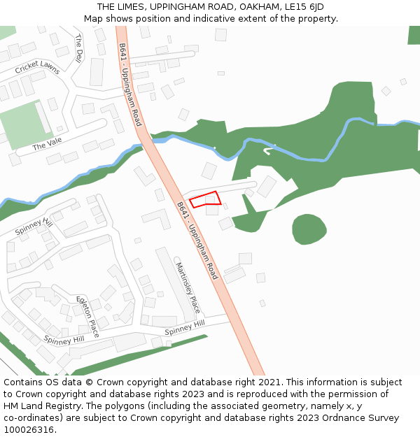 THE LIMES, UPPINGHAM ROAD, OAKHAM, LE15 6JD: Location map and indicative extent of plot