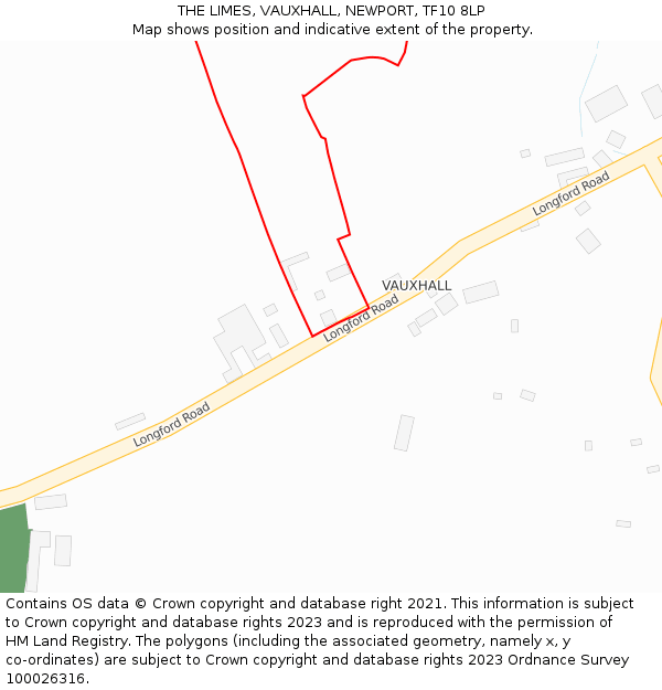 THE LIMES, VAUXHALL, NEWPORT, TF10 8LP: Location map and indicative extent of plot