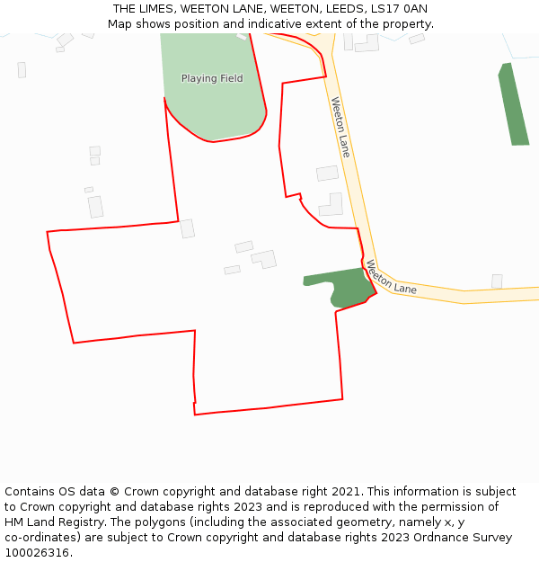 THE LIMES, WEETON LANE, WEETON, LEEDS, LS17 0AN: Location map and indicative extent of plot