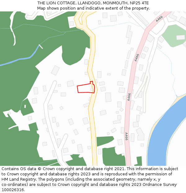 THE LION COTTAGE, LLANDOGO, MONMOUTH, NP25 4TE: Location map and indicative extent of plot