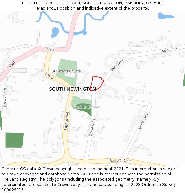 THE LITTLE FORGE, THE TOWN, SOUTH NEWINGTON, BANBURY, OX15 4JG: Location map and indicative extent of plot
