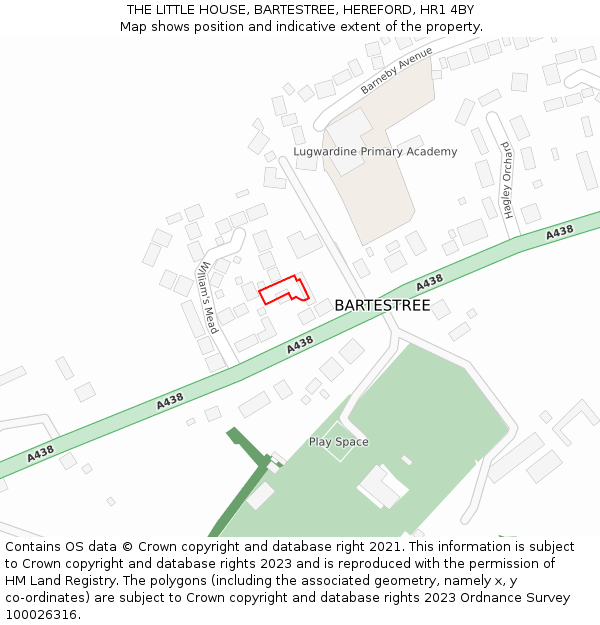 THE LITTLE HOUSE, BARTESTREE, HEREFORD, HR1 4BY: Location map and indicative extent of plot