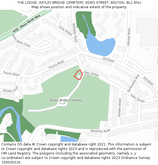 THE LODGE, ASTLEY BRIDGE CEMETERY, EDEN STREET, BOLTON, BL1 6NU: Location map and indicative extent of plot