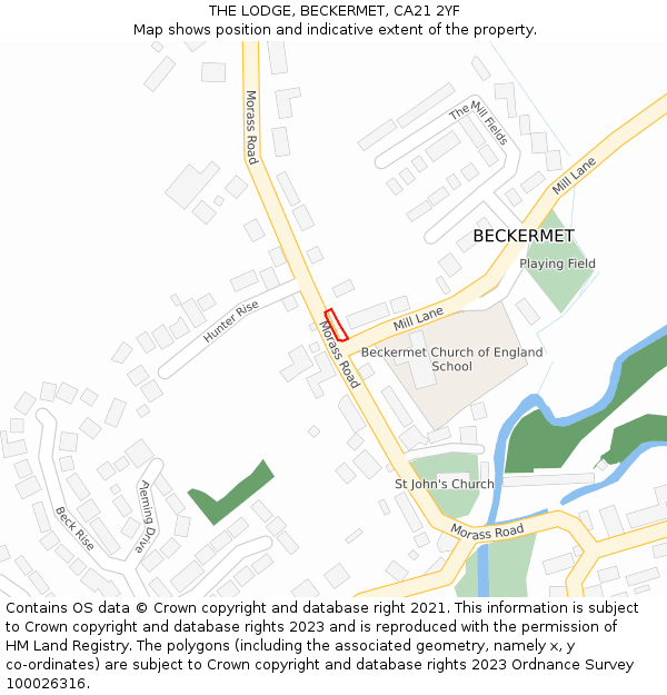 THE LODGE, BECKERMET, CA21 2YF: Location map and indicative extent of plot