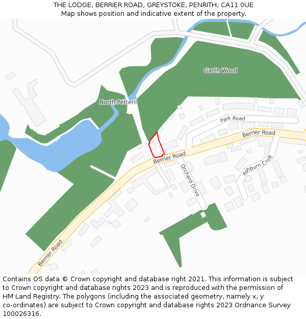 THE LODGE, BERRIER ROAD, GREYSTOKE, PENRITH, CA11 0UE: Location map and indicative extent of plot