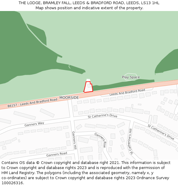 THE LODGE, BRAMLEY FALL, LEEDS & BRADFORD ROAD, LEEDS, LS13 1HL: Location map and indicative extent of plot