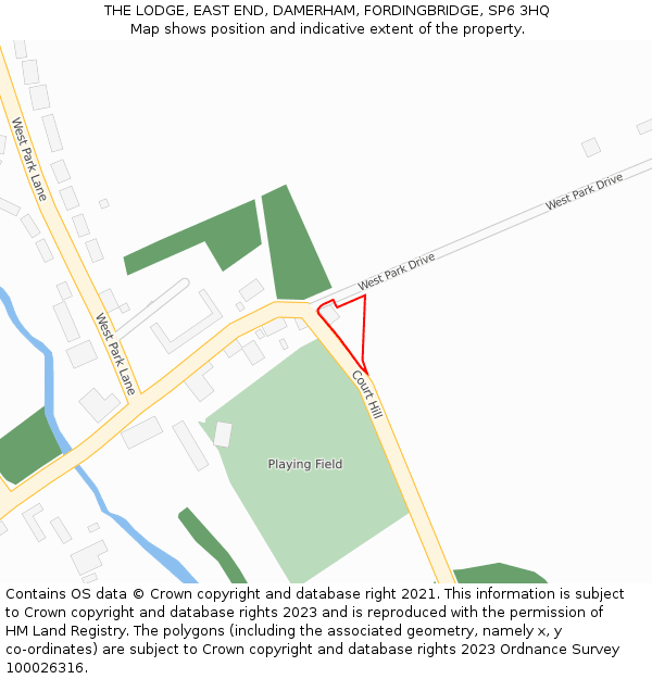 THE LODGE, EAST END, DAMERHAM, FORDINGBRIDGE, SP6 3HQ: Location map and indicative extent of plot