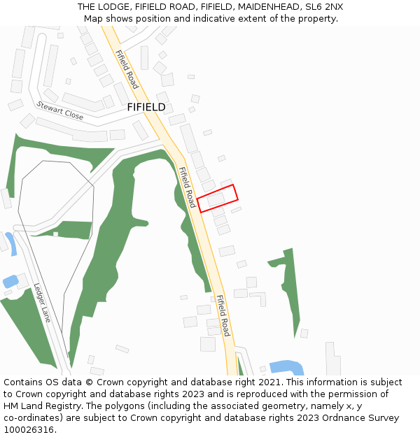 THE LODGE, FIFIELD ROAD, FIFIELD, MAIDENHEAD, SL6 2NX: Location map and indicative extent of plot