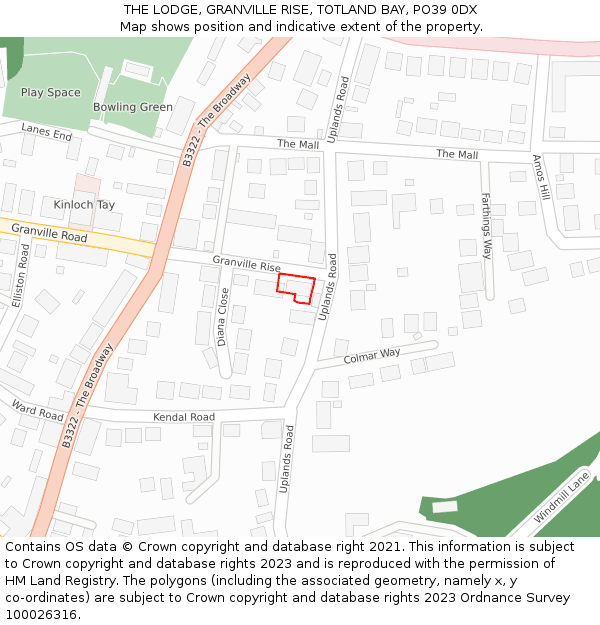 THE LODGE, GRANVILLE RISE, TOTLAND BAY, PO39 0DX: Location map and indicative extent of plot