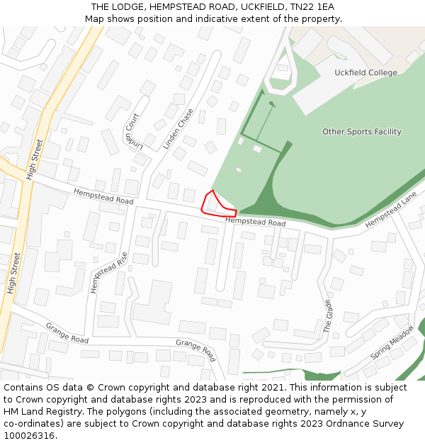 THE LODGE, HEMPSTEAD ROAD, UCKFIELD, TN22 1EA: Location map and indicative extent of plot