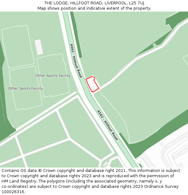 THE LODGE, HILLFOOT ROAD, LIVERPOOL, L25 7UJ: Location map and indicative extent of plot