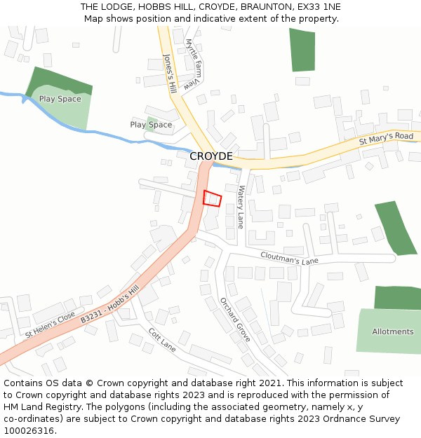 THE LODGE, HOBBS HILL, CROYDE, BRAUNTON, EX33 1NE: Location map and indicative extent of plot