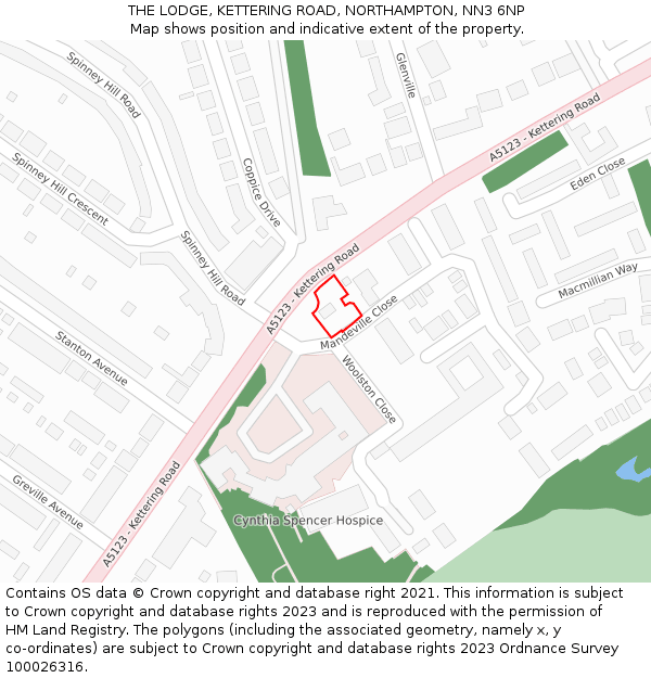THE LODGE, KETTERING ROAD, NORTHAMPTON, NN3 6NP: Location map and indicative extent of plot