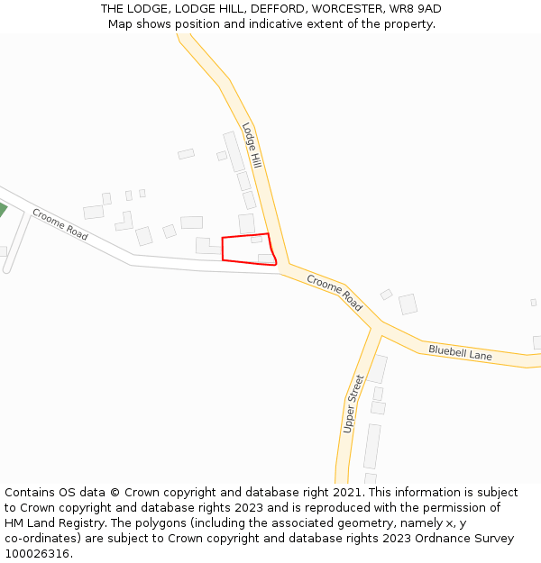 THE LODGE, LODGE HILL, DEFFORD, WORCESTER, WR8 9AD: Location map and indicative extent of plot