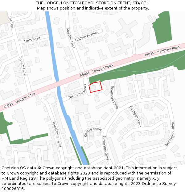 THE LODGE, LONGTON ROAD, STOKE-ON-TRENT, ST4 8BU: Location map and indicative extent of plot