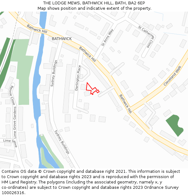 THE LODGE MEWS, BATHWICK HILL, BATH, BA2 6EP: Location map and indicative extent of plot