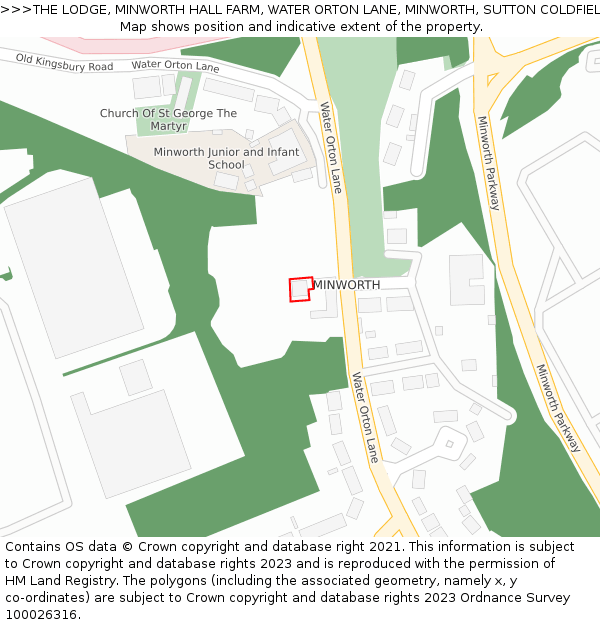 THE LODGE, MINWORTH HALL FARM, WATER ORTON LANE, MINWORTH, SUTTON COLDFIELD, B76 9BT: Location map and indicative extent of plot