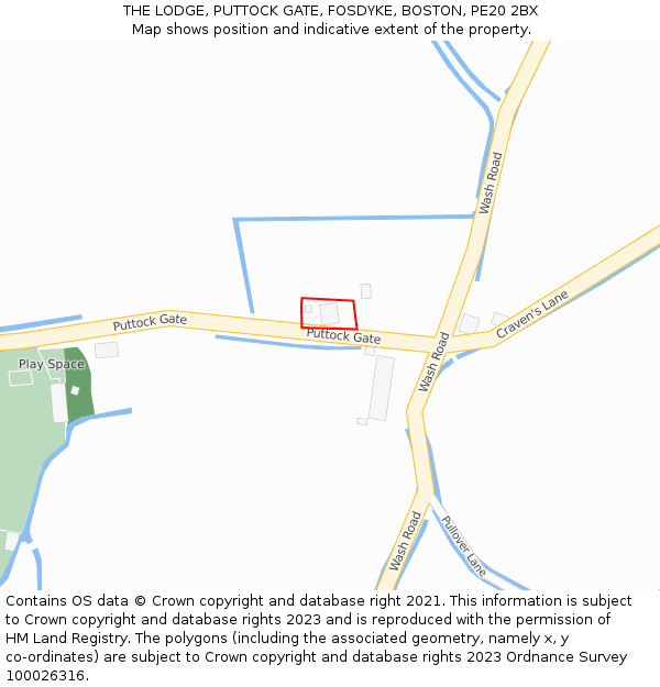 THE LODGE, PUTTOCK GATE, FOSDYKE, BOSTON, PE20 2BX: Location map and indicative extent of plot