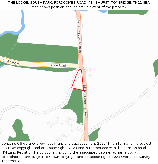 THE LODGE, SOUTH PARK, FORDCOMBE ROAD, PENSHURST, TONBRIDGE, TN11 8EA: Location map and indicative extent of plot