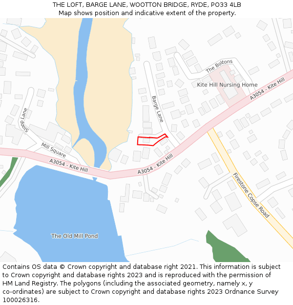 THE LOFT, BARGE LANE, WOOTTON BRIDGE, RYDE, PO33 4LB: Location map and indicative extent of plot